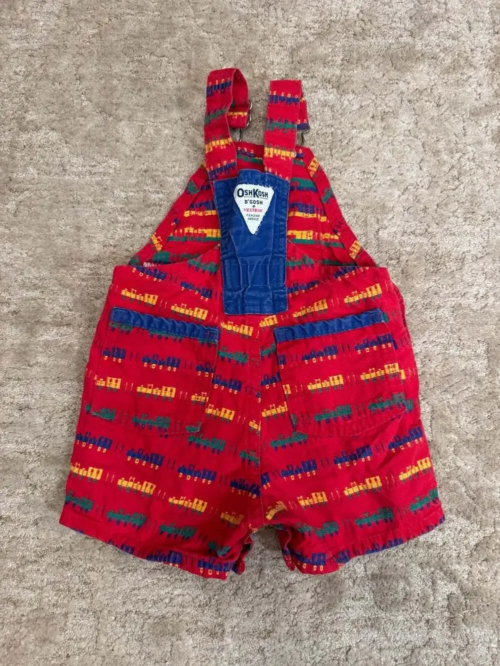 Vintage OshKosh B'gosh Vestbak Shortalls with All-Over Train Print